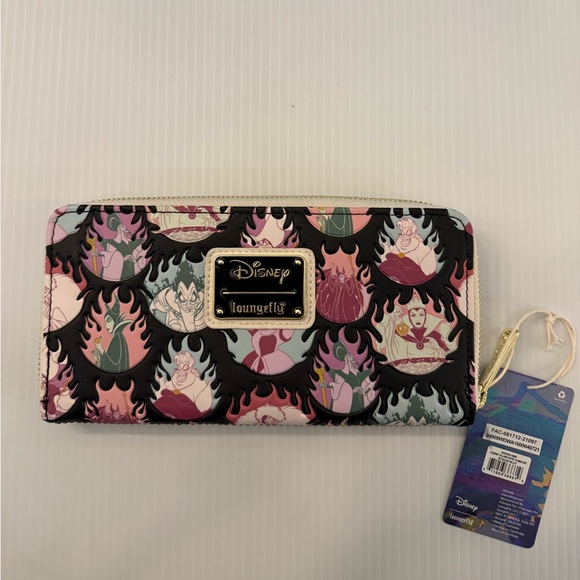 Loungefly Disney Villains Pastel Flames Zip Around Wallet NWT - Picture 1 of 7